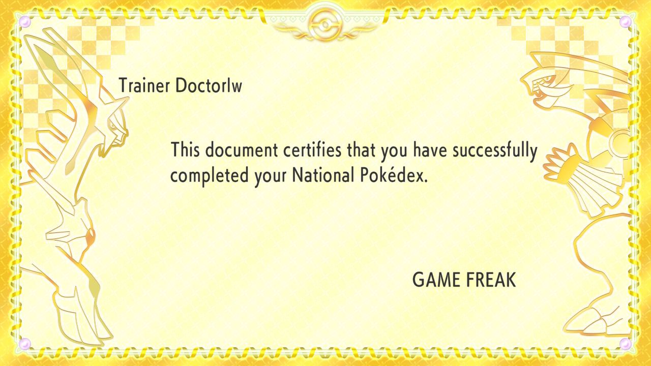 Pokémon Brilliant Diamond National Pokédex